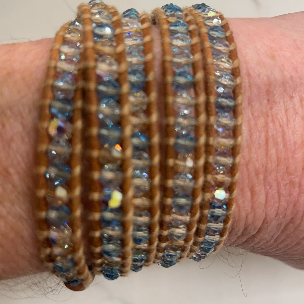 Chan Luu Five Wrap Bracelet Featuring Light Blue Crystals